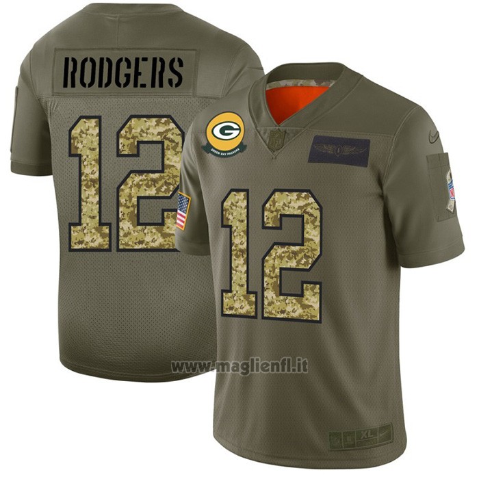 Maglia NFL Limited Green Bay Packers Rodgers 2019 Salute To Service Verde